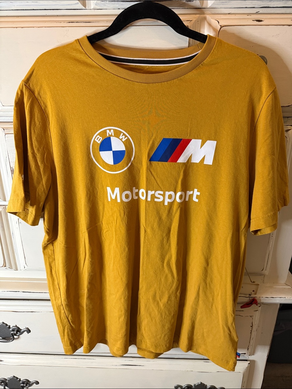 Puma BMW Motorsport Mustard Yellow Logo Short Sleeve Tee